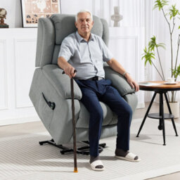 Homcom Power Lift Recliner, Lift Chair With Vibration Massage, Light Grey - thumbnail 1
