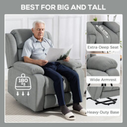 Homcom Power Lift Recliner, Lift Chair With Vibration Massage, Light Grey - thumbnail 7