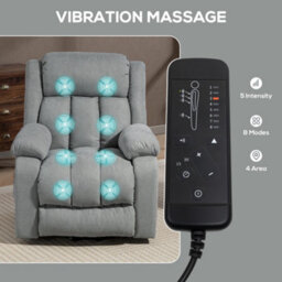 Homcom Power Lift Recliner, Lift Chair With Vibration Massage, Light Grey - thumbnail 5