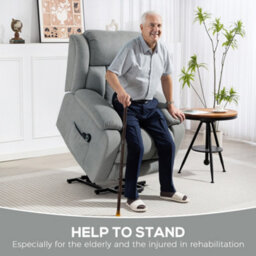 Homcom Power Lift Recliner, Lift Chair With Vibration Massage, Light Grey - thumbnail 4