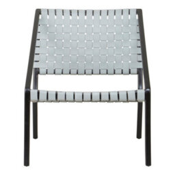 Orsina Grey Leather Woven Chair,teak Wood Armchair,black Framed Dining Chair,patio Chair With Leather Straps - thumbnail 6