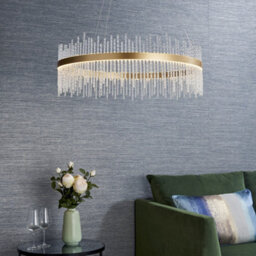 Luminosa Lighting Luminosa Trapani Pendant Ceiling Light Brushed Gold Plated Finish & Clear Glass - thumbnail 3