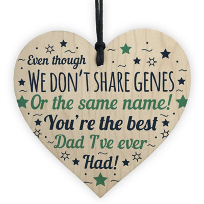 Red Ocean Special Fathers Day Gift For Step Dad Wooden Heart Fathers Day Gifts For Him Thank You - image 1