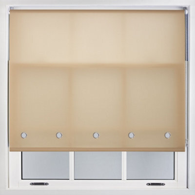 Cappuccino Daylight Roller Blind With Chrome Round Eyelets And Metal Fittings Cut To Size By Furnished - (W)90Cm X (L)165Cm