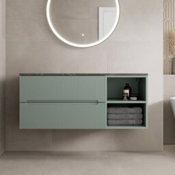 Aveli 1200mm Bathroom Vanity Unit Countertop Wall Hung Drawer Units & Shelves Green