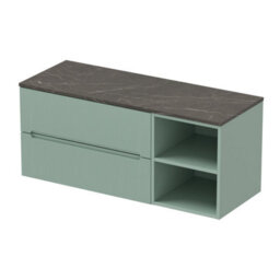 Affine 1200mm Bathroom Vanity Unit Countertop Wall Hung Drawer Units & Shelves Green - thumbnail 4
