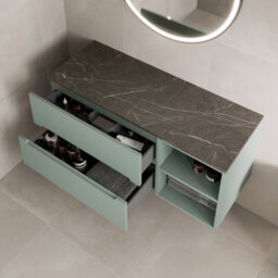 Affine 1200mm Bathroom Vanity Unit Countertop Wall Hung Drawer Units & Shelves Green - thumbnail 3