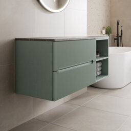 Affine 1200mm Bathroom Vanity Unit Countertop Wall Hung Drawer Units & Shelves Green - thumbnail 2