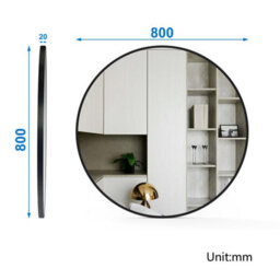 Sline 80Cm Round Mirror With Black Aluminium Frame Suitable For Home Decor,bathroom And Dressing Table - thumbnail 2