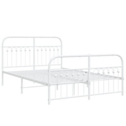Berkfield Metal Bed Frame Without Mattress With Footboard White 140X200Cm - thumbnail 3