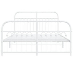 Berkfield Metal Bed Frame Without Mattress With Footboard White 140X200Cm - thumbnail 4