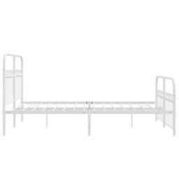Berkfield Metal Bed Frame Without Mattress With Footboard White 140X200Cm - thumbnail 5