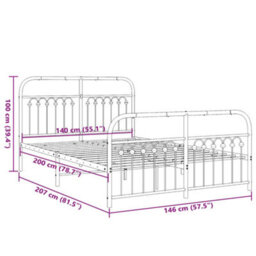 Berkfield Metal Bed Frame Without Mattress With Footboard White 140X200Cm - thumbnail 8