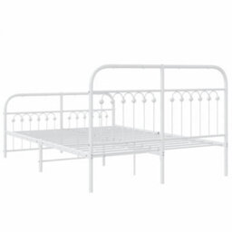Berkfield Metal Bed Frame Without Mattress With Footboard White 140X200Cm - thumbnail 6