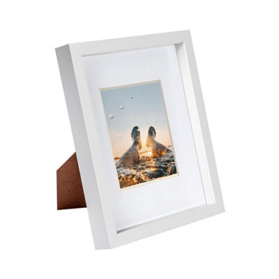 "Nicola Spring 8"" X 10"" White 3D Box Photo Frame - 4"" X 6"" Mount - White" - image 1