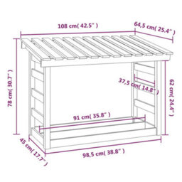 Walplus Firewood Rack White 108X64.5X78 Cm Solid Wood Pine - thumbnail 8