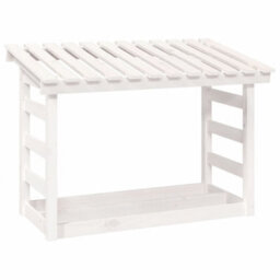 Walplus Firewood Rack White 108X64.5X78 Cm Solid Wood Pine - thumbnail 2