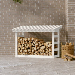 Walplus Firewood Rack White 108X64.5X78 Cm Solid Wood Pine - thumbnail 1