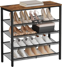 HOOBRO Shoe Rack, 5-Tier Shoe Organizer, Shoe Storage Rack For 16-20 Pairs, Adjustable Mesh Shelves, Shoe Storage Unit For Entryway, - thumbnail 3