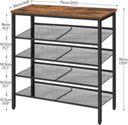 HOOBRO Shoe Rack, 5-Tier Shoe Organizer, Shoe Storage Rack For 16-20 Pairs, Adjustable Mesh Shelves, Shoe Storage Unit For Entryway, - thumbnail 9