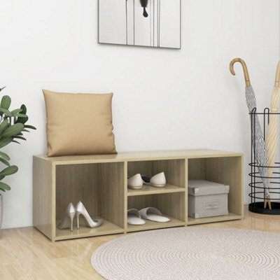 Walplus Shoe Storage Bench Sonoma Oak 105X35X35 Cm Engineered Wood - image 1