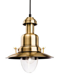 Luminosa Lighting Luminosa Classic 1 Light Dome Ceiling Pendant Antique Brass, Clear Glass, E27 - thumbnail 1