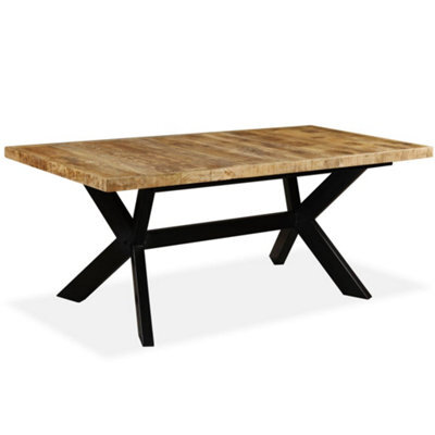 Berkfield Industrial Dining Table Solid Mango Wood And Steel Cross 180 Cm - image 1