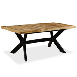 Berkfield Industrial Dining Table Solid Mango Wood And Steel Cross 180 Cm - thumbnail 9