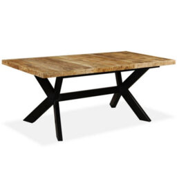 Berkfield Industrial Dining Table Solid Mango Wood And Steel Cross 180 Cm - thumbnail 8