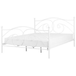 Beliani Bed Metal Dinard 180 X 200 Cm (Eu Super King) White - thumbnail 1