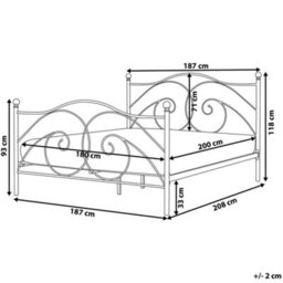 Beliani Bed Metal Dinard 180 X 200 Cm (Eu Super King) White - thumbnail 3