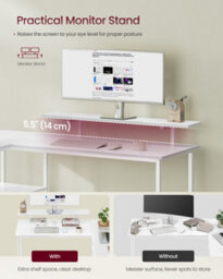 Vasagle L-Shaped Desk With 2 Spacious Drawers, Gaming Desk With Monitor Stand, Corner Desk,maple White - thumbnail 6