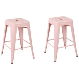 Beliani Set Of 2 Bar Stools Cabrillo Metal Pink - thumbnail 1