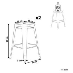 Beliani Set Of 2 Bar Stools Cabrillo Metal Pink - thumbnail 3