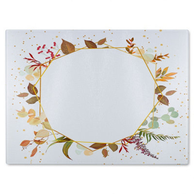 Benjamin Tate Design Autumn Flowers Glass Chopping Boarddesigner Style - image 1