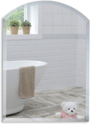 Mood Premium Arch Bathroom Mirror Wall Mounted, Frameless, Bevelled Edges (50Cm X 40Cm) - thumbnail 1
