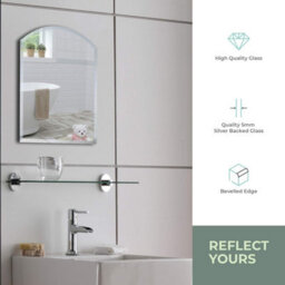 Mood Premium Arch Bathroom Mirror Wall Mounted, Frameless, Bevelled Edges (50Cm X 40Cm) - thumbnail 2