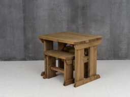 Arbor Garden Solutions Yews Picnic Bench - Wooden Rounded Garden Table And Bench Set (4Ft, Rustic Brown) - thumbnail 5