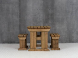 Arbor Garden Solutions Yews Picnic Bench - Wooden Rounded Garden Table And Bench Set (4Ft, Rustic Brown) - thumbnail 2