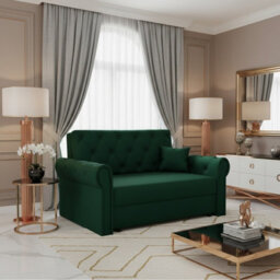Viva Roma Ii Sofa Bed With Sleep Function And Bedding Storage Polyurethane Foam Hr Foam Metal Legs 148X85X98Cm Green - thumbnail 2