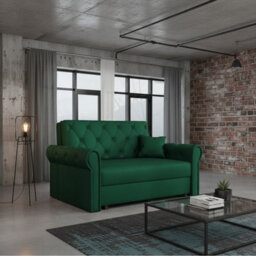 Viva Roma Ii Sofa Bed With Sleep Function And Bedding Storage Polyurethane Foam Hr Foam Metal Legs 148X85X98Cm Green - thumbnail 1