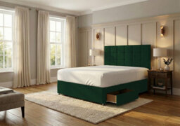 Adore Designs Ashford Plush Velvet Divan Bed, Headboard - 4Ft6 Double - Emerald Green - 2 Drawers Same Side - thumbnail 2