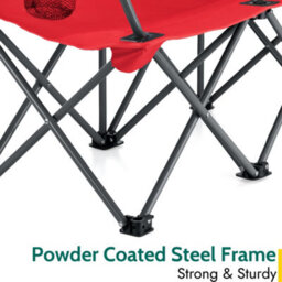 Trail Outdoor Leisure Condor Kids Folding Double Camping Chair 2 Seater 30Cm Seat Red (2-6 Years) - thumbnail 4