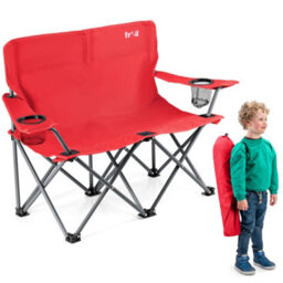 Trail Outdoor Leisure Condor Kids Folding Double Camping Chair 2 Seater 30Cm Seat Red (2-6 Years)