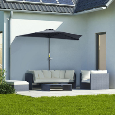 Outsunny 2.7M Metal Frame Garden Furniture Parasol Half Round Umbrella - image 1