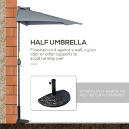 Outsunny 2.7M Metal Frame Garden Furniture Parasol Half Round Umbrella - thumbnail 7