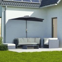 Outsunny 2.7M Metal Frame Garden Furniture Parasol Half Round Umbrella - thumbnail 1