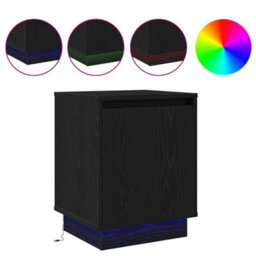 Berkfield Bedside Cabinets With Led Lights 2 Pcs Black 39X34,5X50 Cm - thumbnail 4