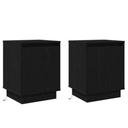 Berkfield Bedside Cabinets With Led Lights 2 Pcs Black 39X34,5X50 Cm - thumbnail 2