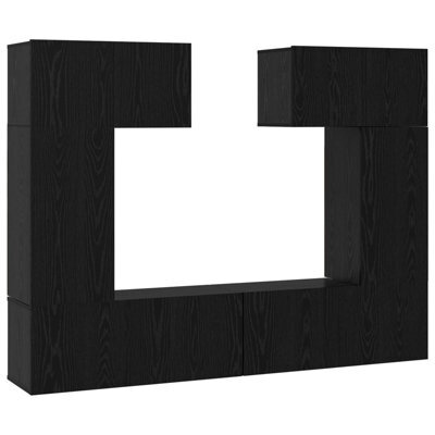 Berkfield Modern Tv Cabinet Set 6 Pcs Black Oak 80 X 30 X 30 Cm Engineered Wood - image 1